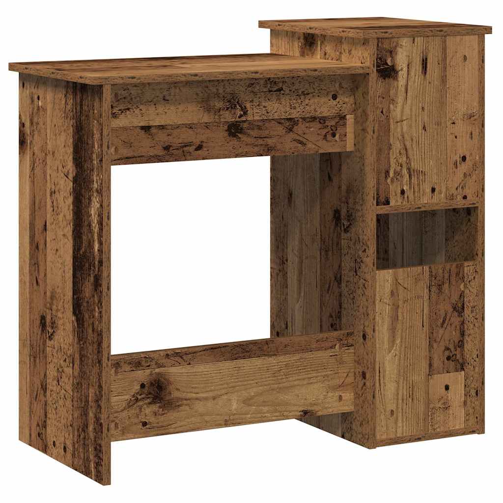 Rustic Engineered Wood Desk with Shelves - 84x40x78 cm