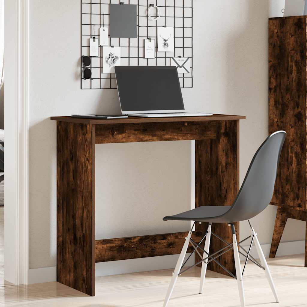 Compact Smoked Oak Desk - Engineered Wood 80x40x75 cm