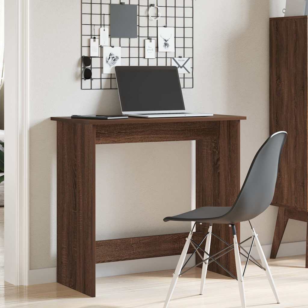 Brown Oak Desk - 80x40x75 cm Engineered Wood Furniture