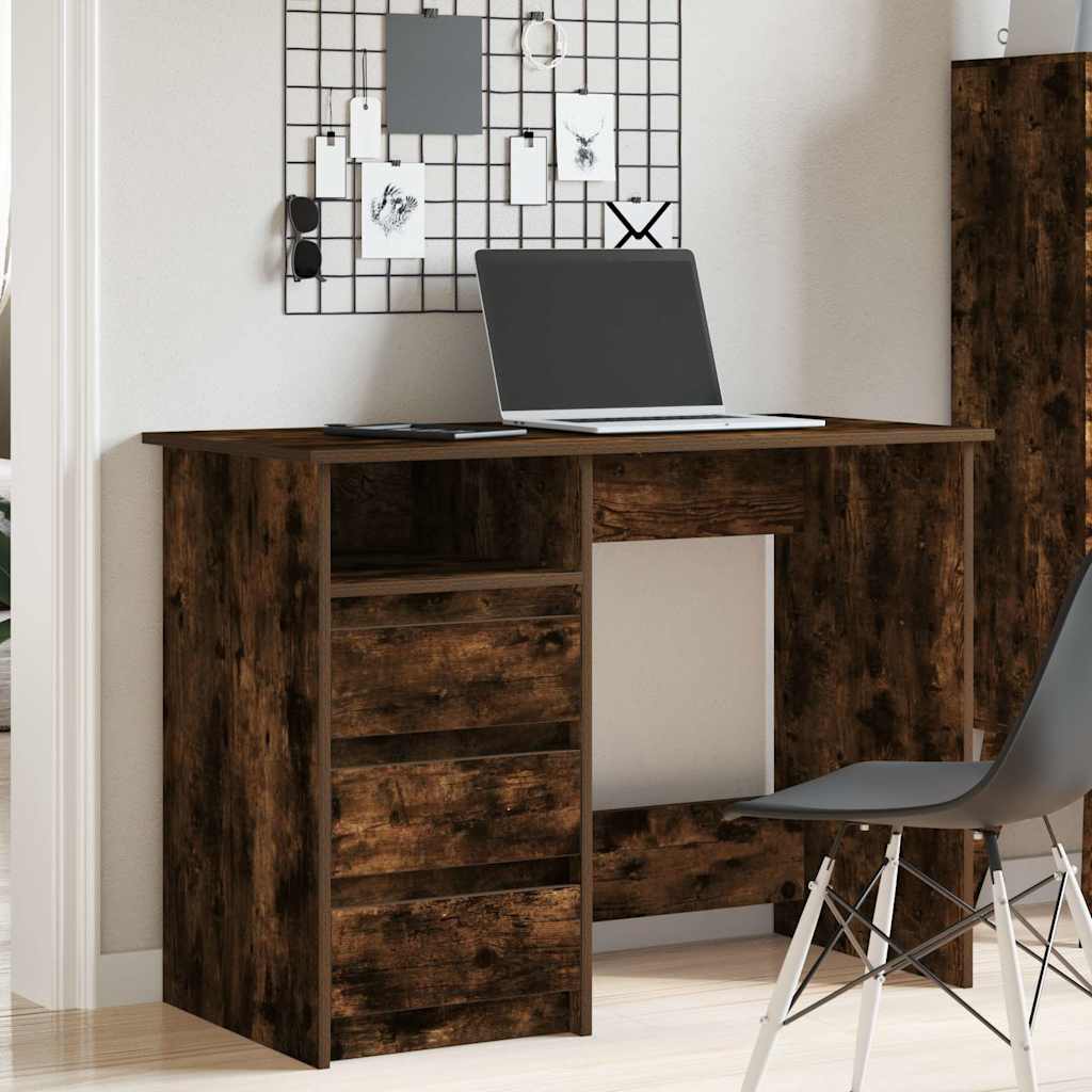 Smoked Oak Desk 102x50x75 cm - Engineered Wood Elegance