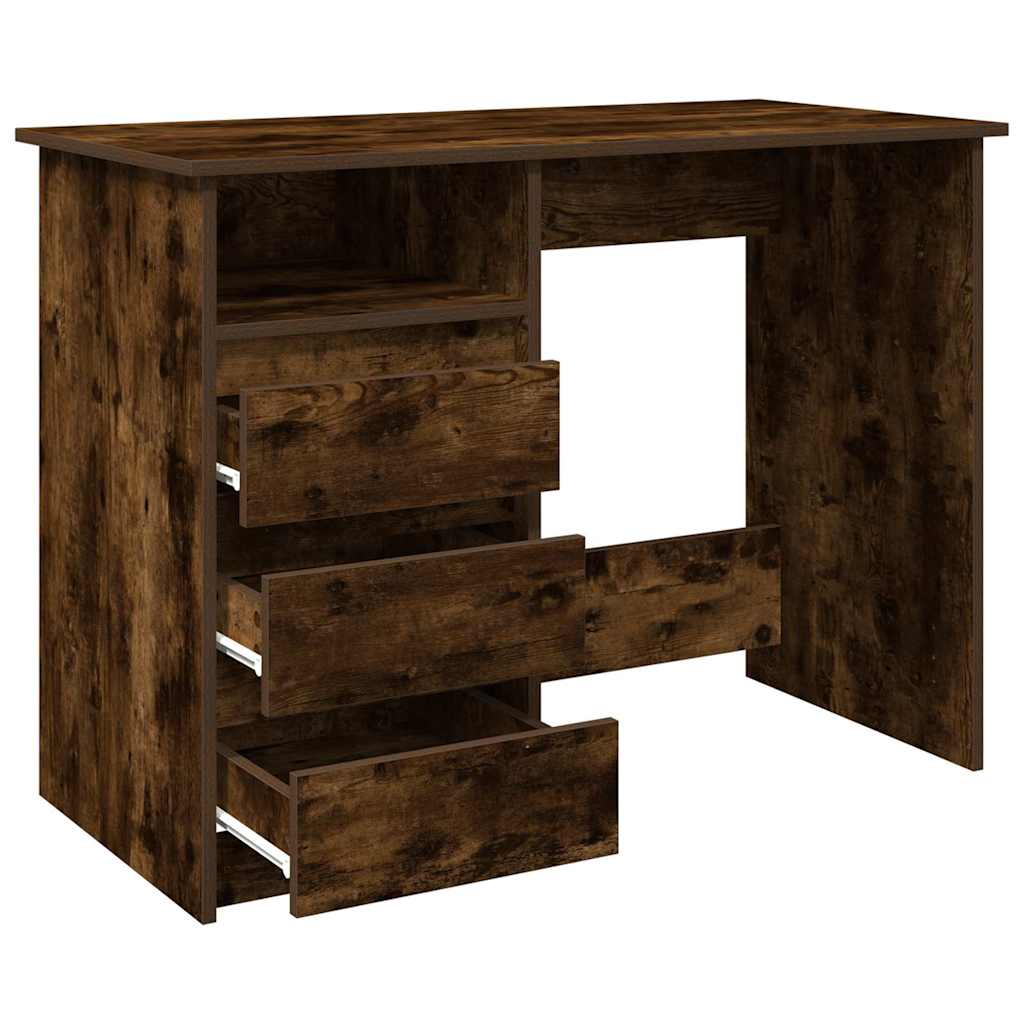 Smoked Oak Desk 102x50x75 cm - Engineered Wood Elegance