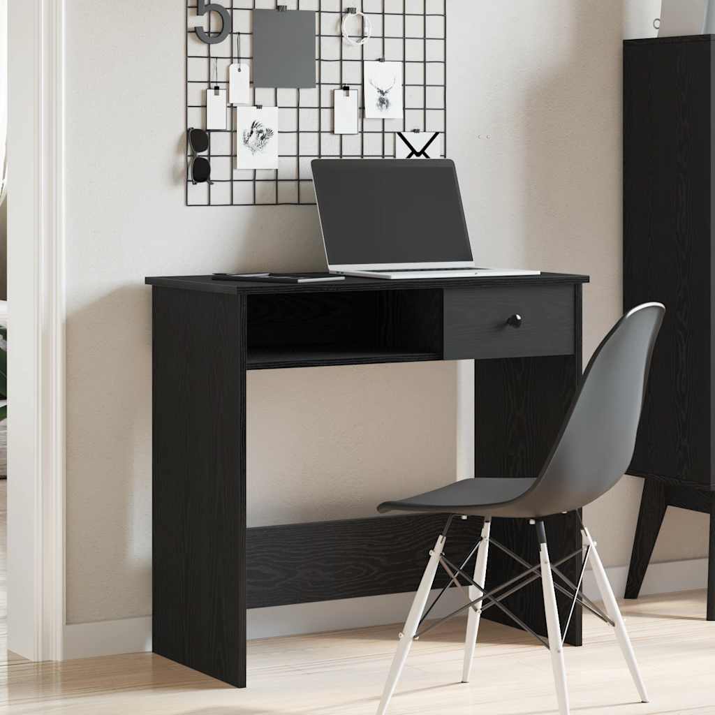 Compact Black Desk, 80x40x75 cm, Engineered Wood