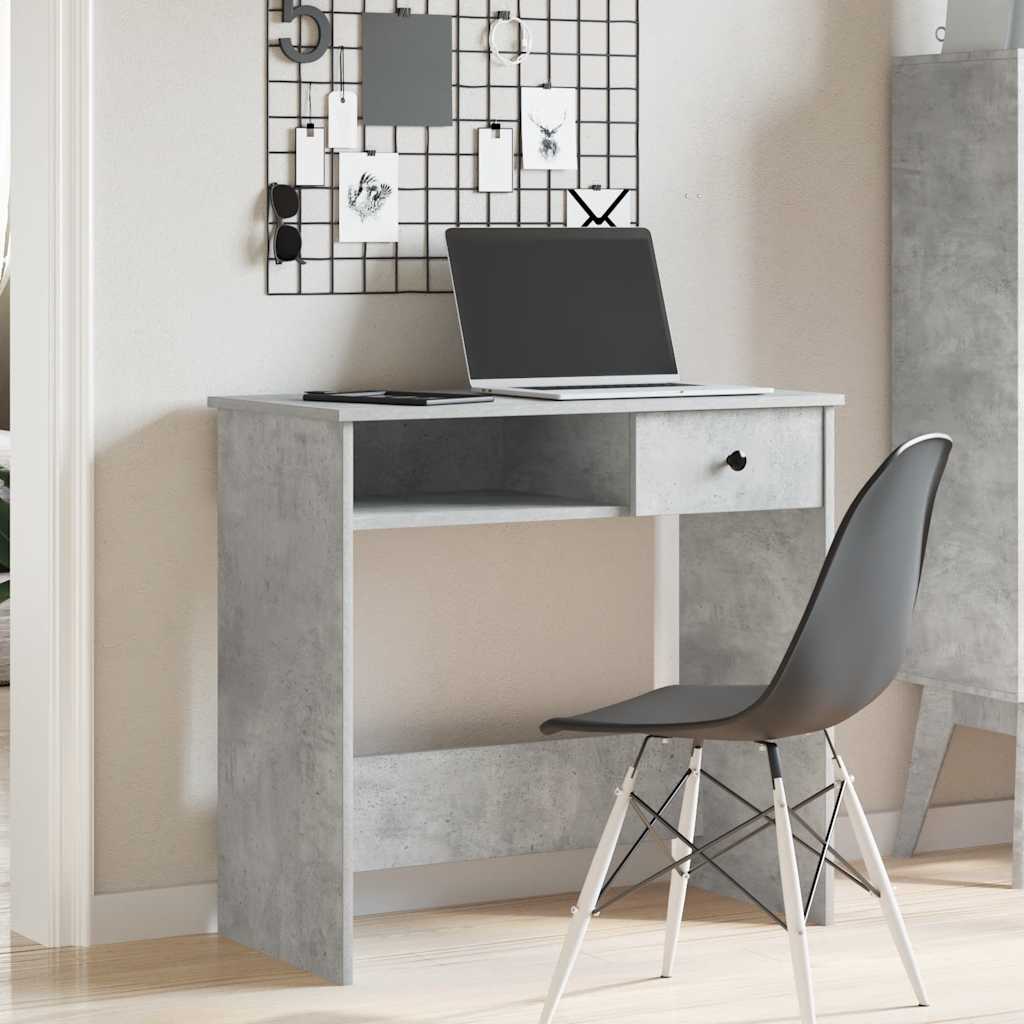 Compact Desk in Concrete Grey, 80x40x75 cm, Engineered Wood