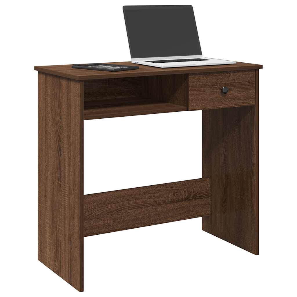 Compact Brown Oak Desk 80x40x75 cm – Engineered Wood Elegance