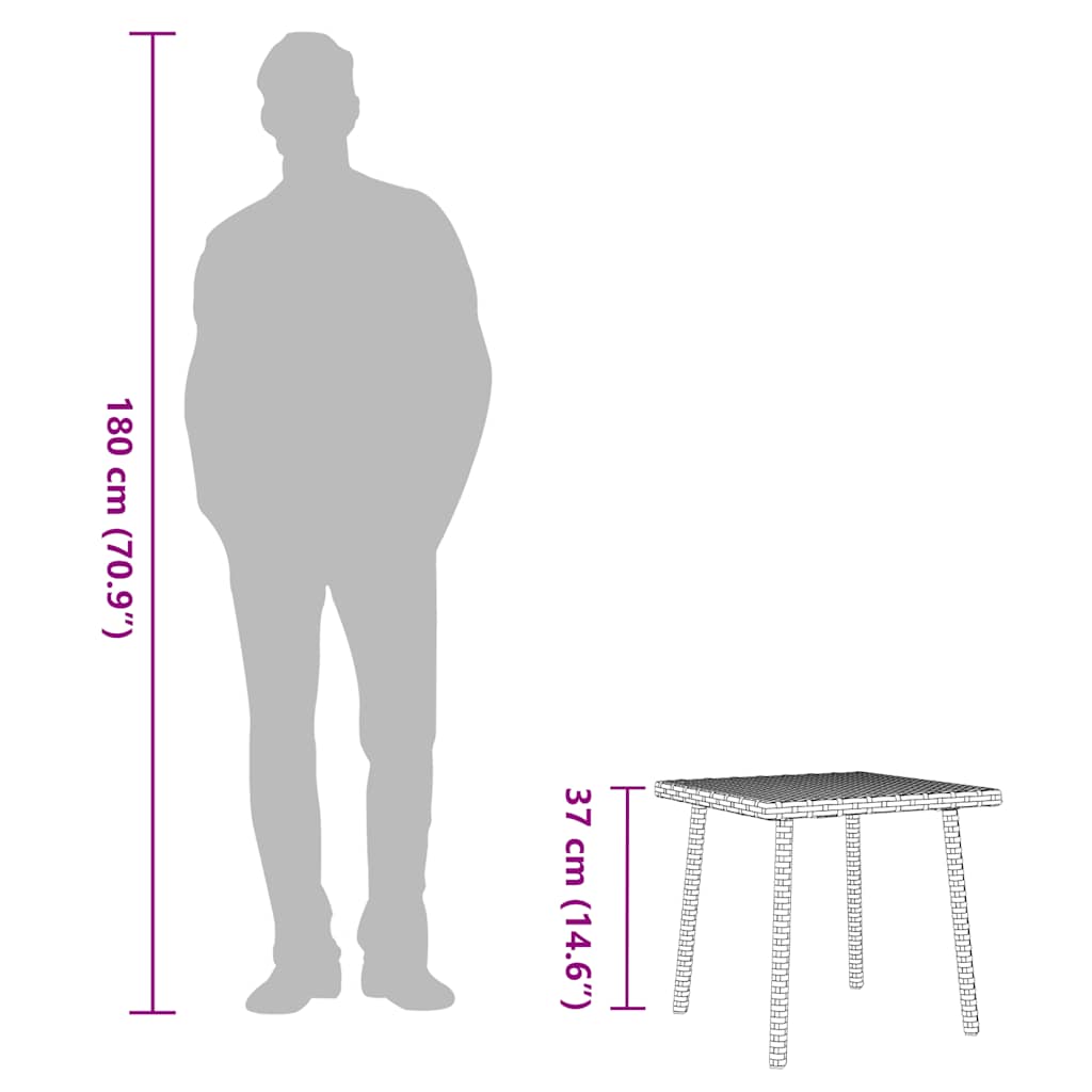 Garden Coffee Table Rectangular Grey 40x40x37 cm Poly Rattan