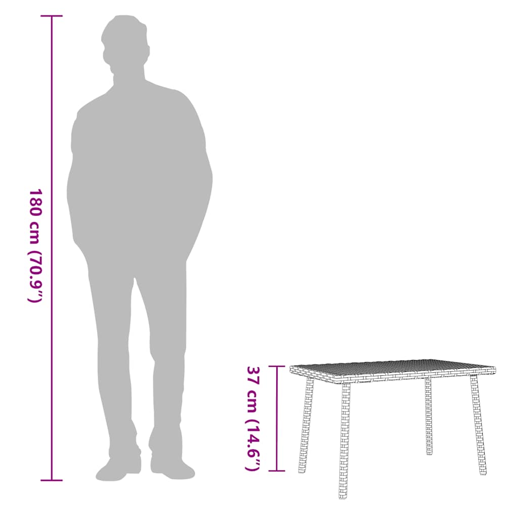 Garden Coffee Table Rectangular Grey 60x40x37 cm Poly Rattan