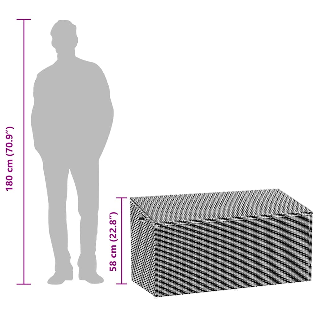 Black Poly Rattan Garden Storage Box 110x50x58 cm