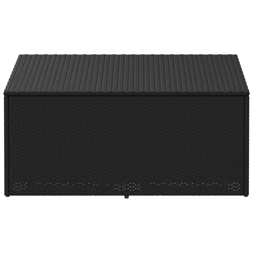 Black Poly Rattan Garden Storage Box 110x50x58 cm