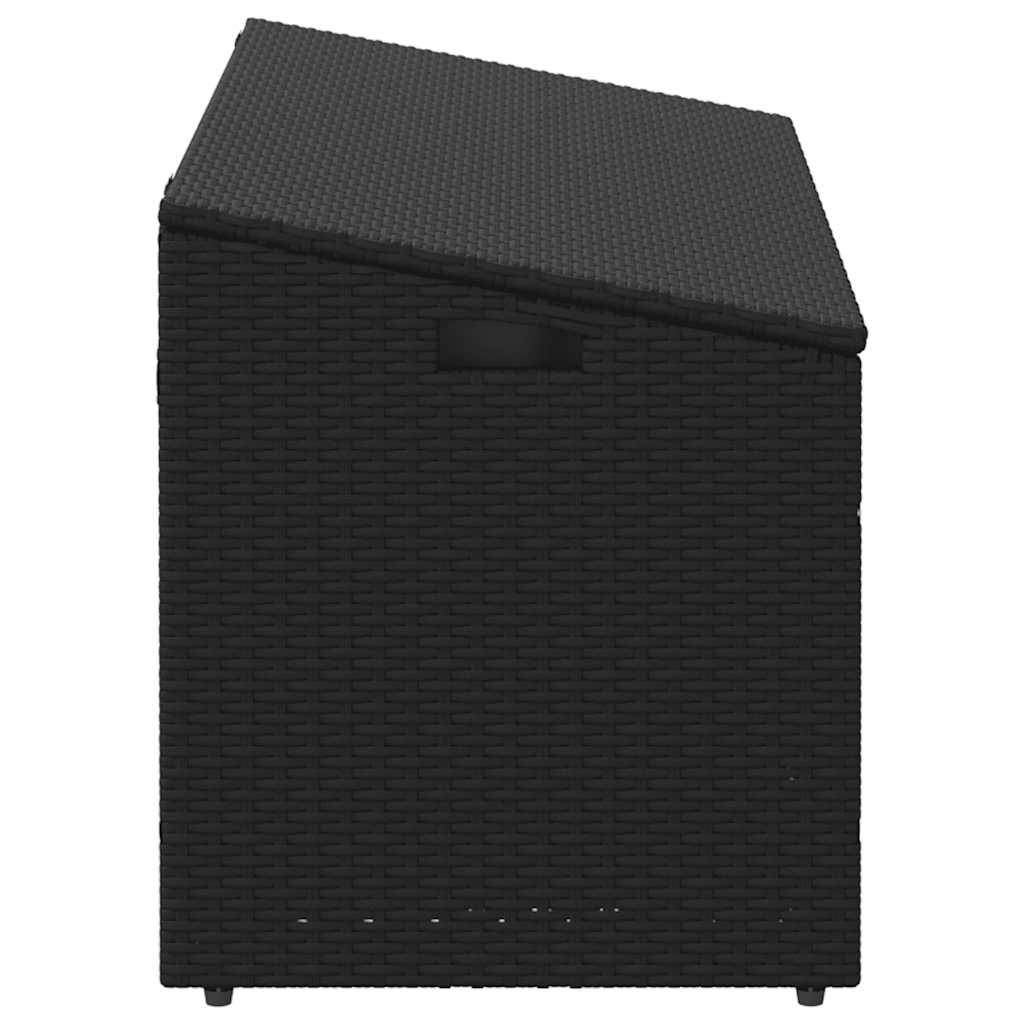Black Poly Rattan Garden Storage Box 110x50x58 cm