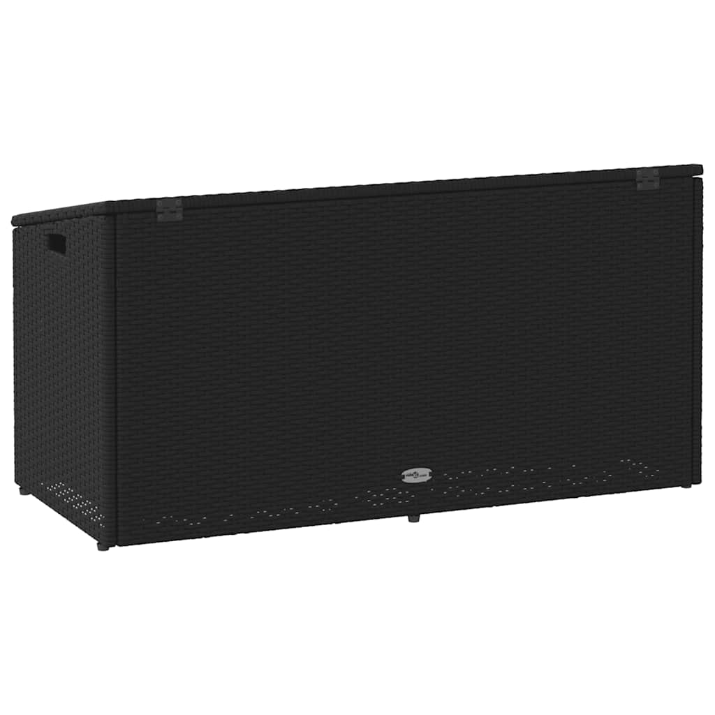 Black Poly Rattan Garden Storage Box 110x50x58 cm