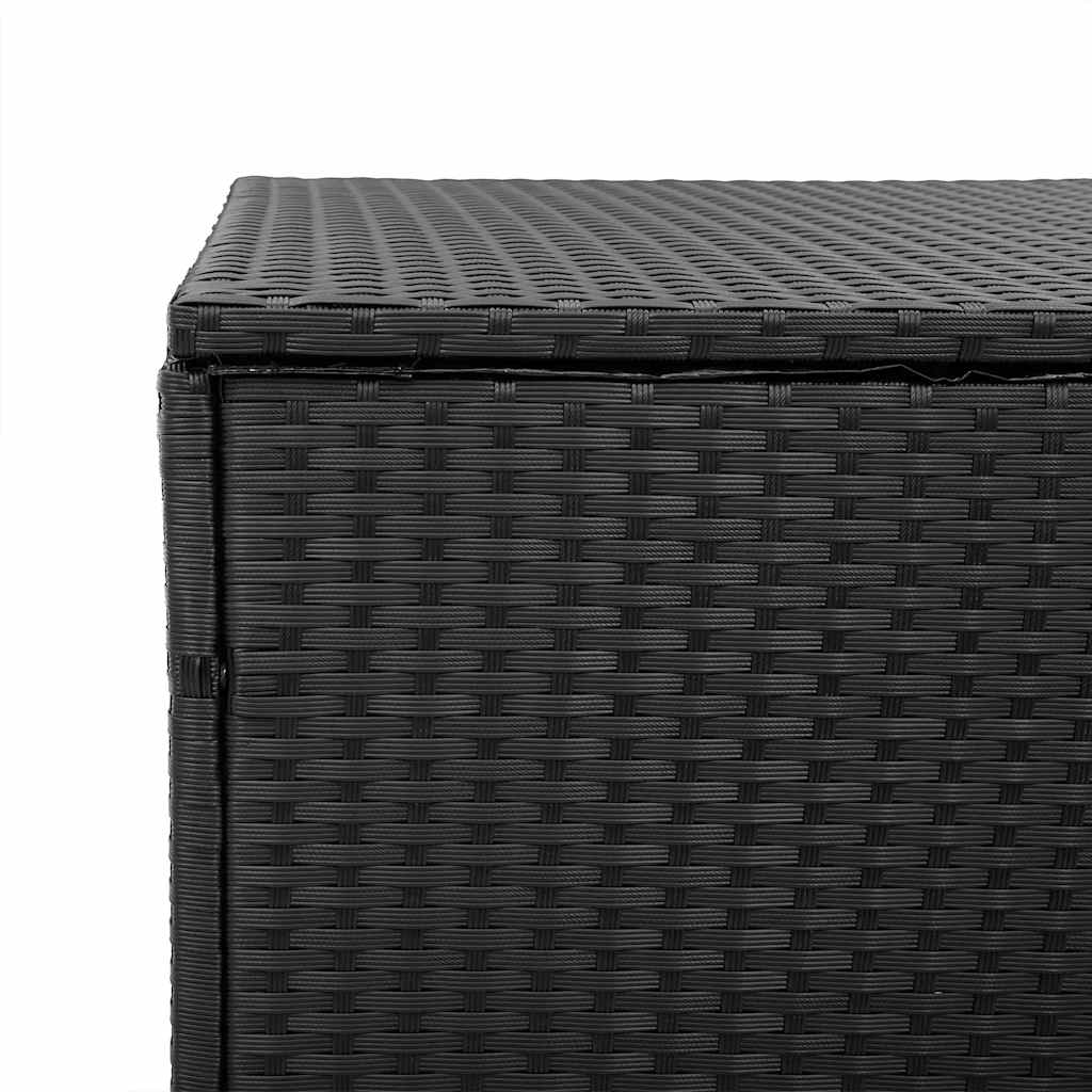 Black Poly Rattan Garden Storage Box 110x50x58 cm