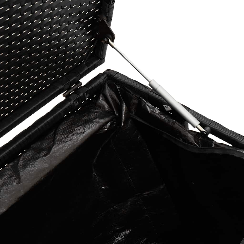 Black Poly Rattan Garden Storage Box 110x50x58 cm