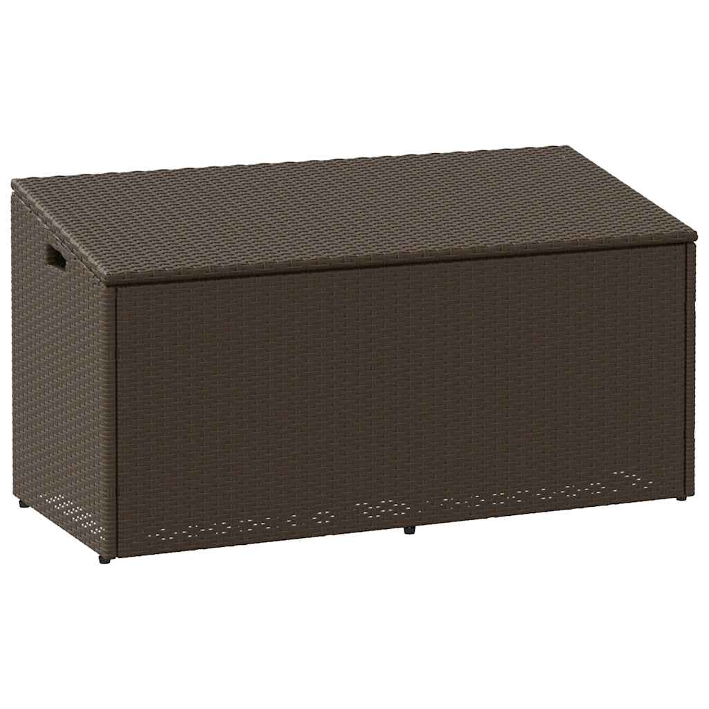 Brown Poly Rattan Garden Storage Box 110x50x58 cm