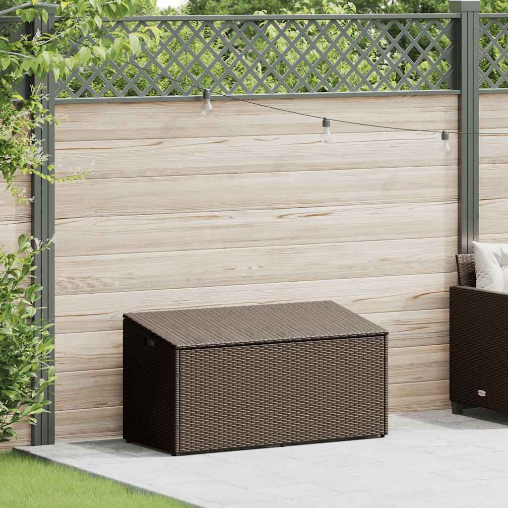 Brown Poly Rattan Garden Storage Box 110x50x58 cm