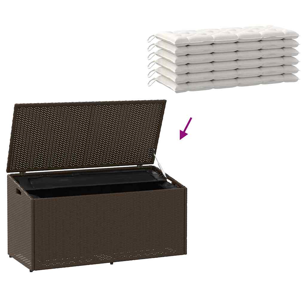 Brown Poly Rattan Garden Storage Box 110x50x58 cm