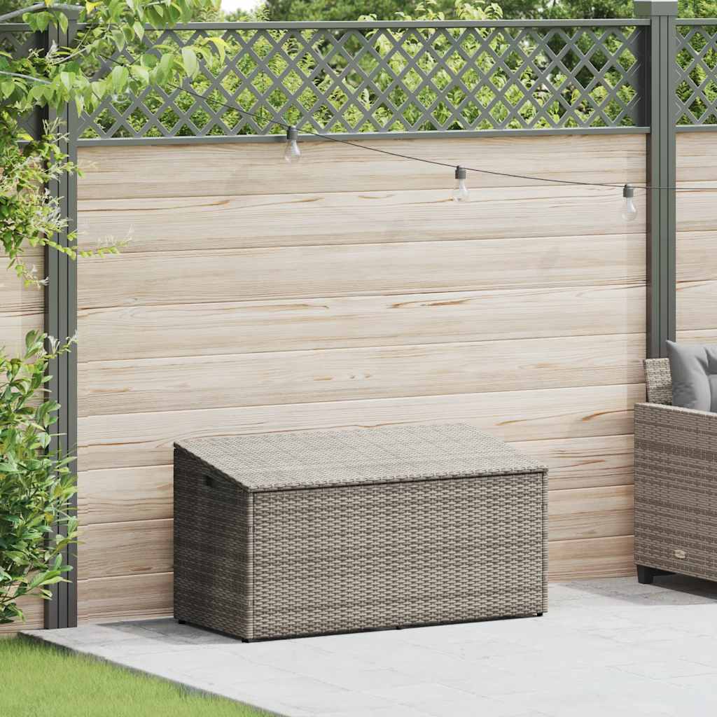 Grey Poly Rattan Garden Storage Box, 110x50x58 cm