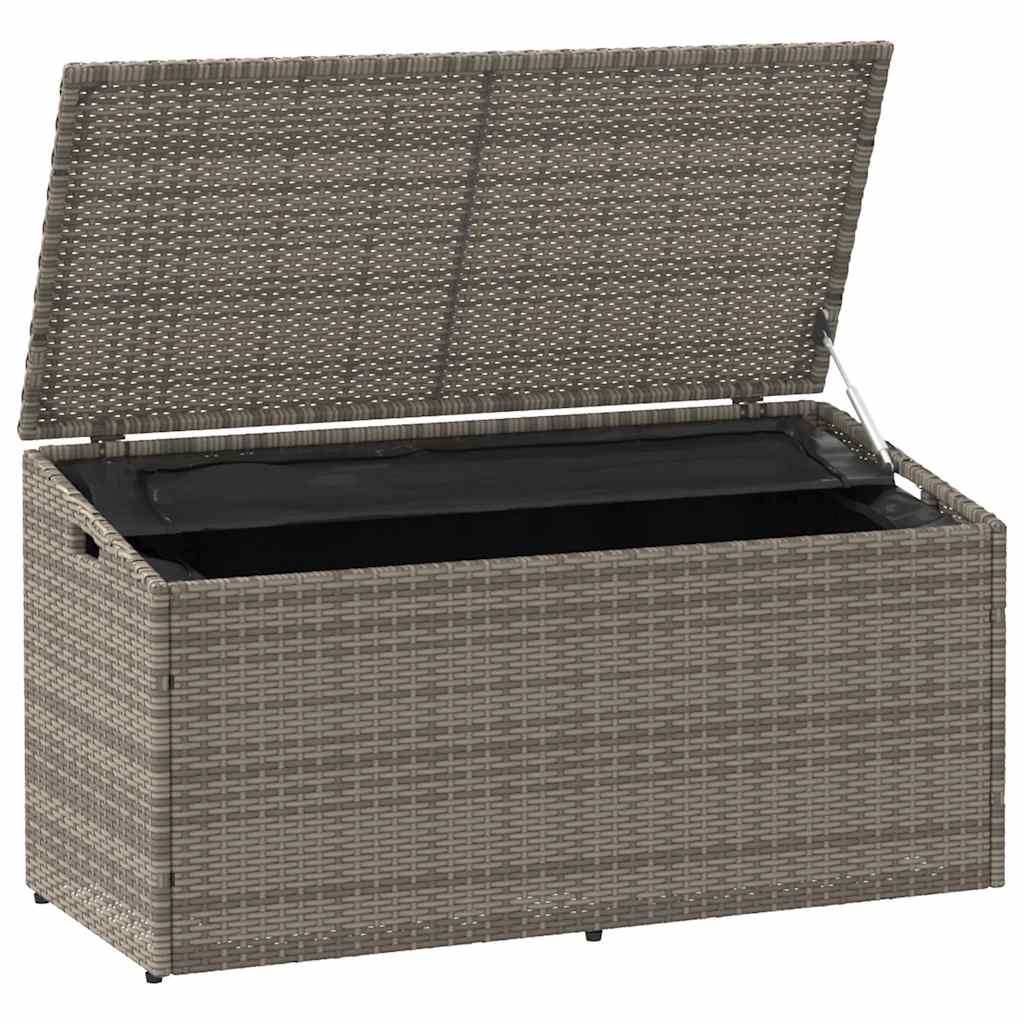 Grey Poly Rattan Garden Storage Box, 110x50x58 cm