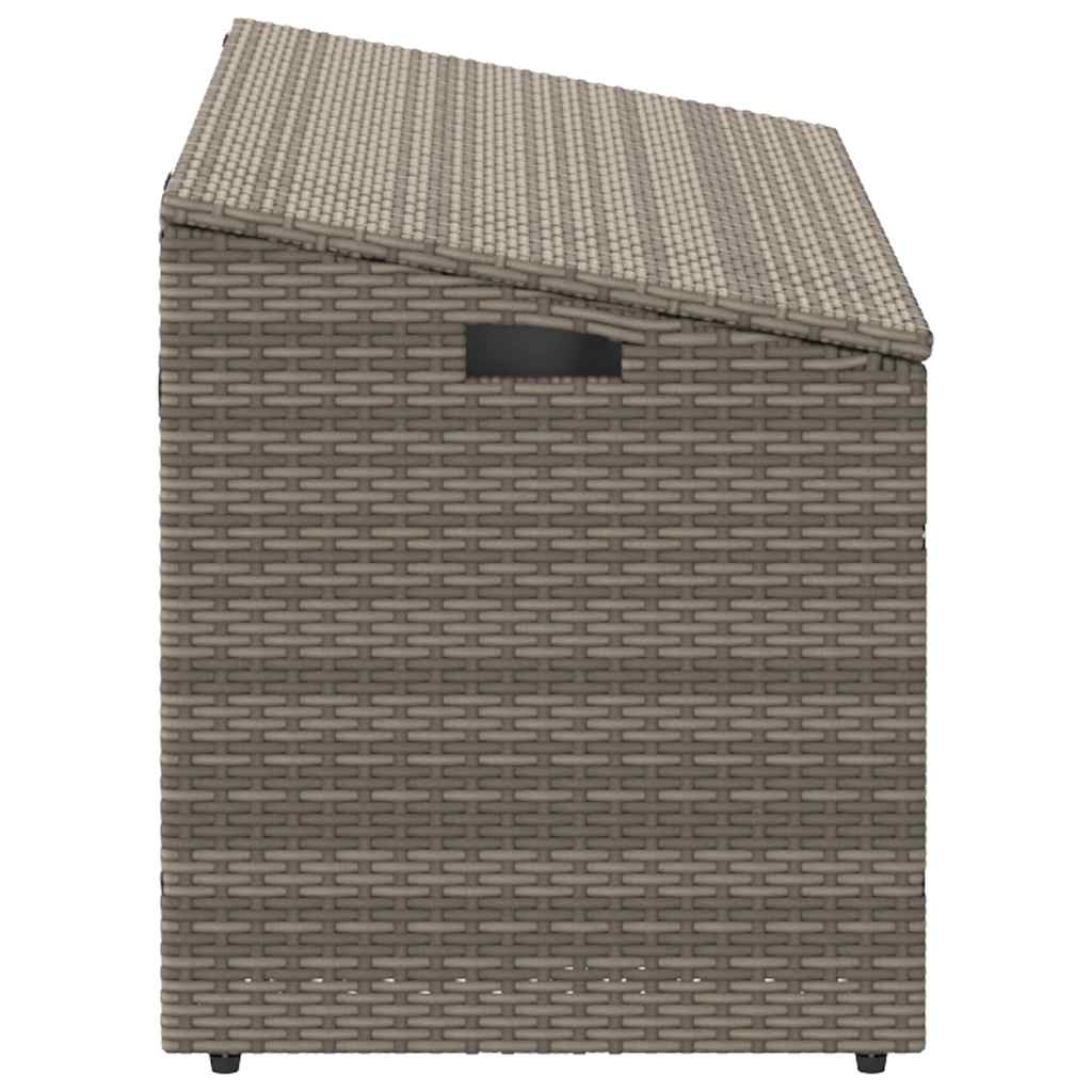 Grey Poly Rattan Garden Storage Box, 110x50x58 cm