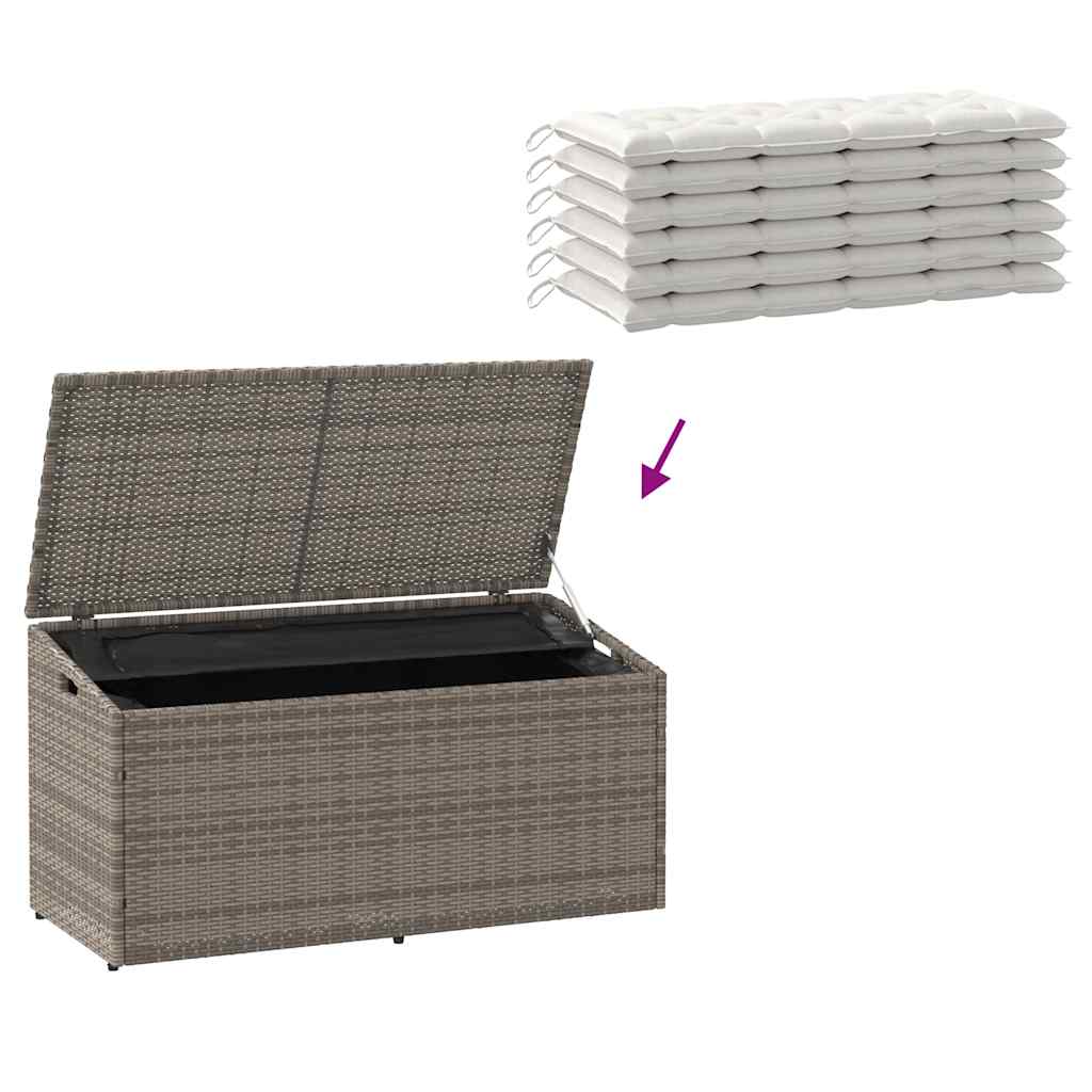 Grey Poly Rattan Garden Storage Box, 110x50x58 cm