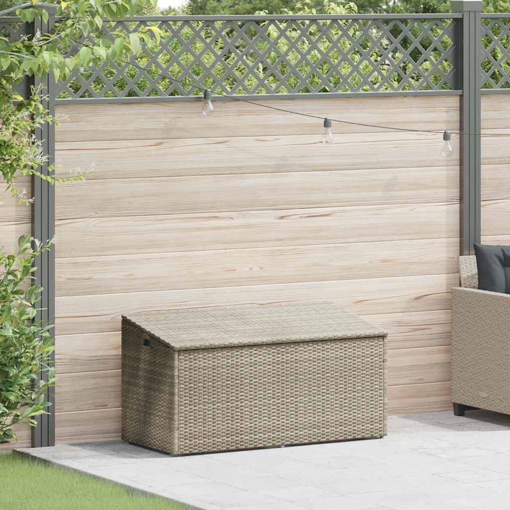 Poly Rattan Garden Storage Box, Light Grey, 110x50x58 cm