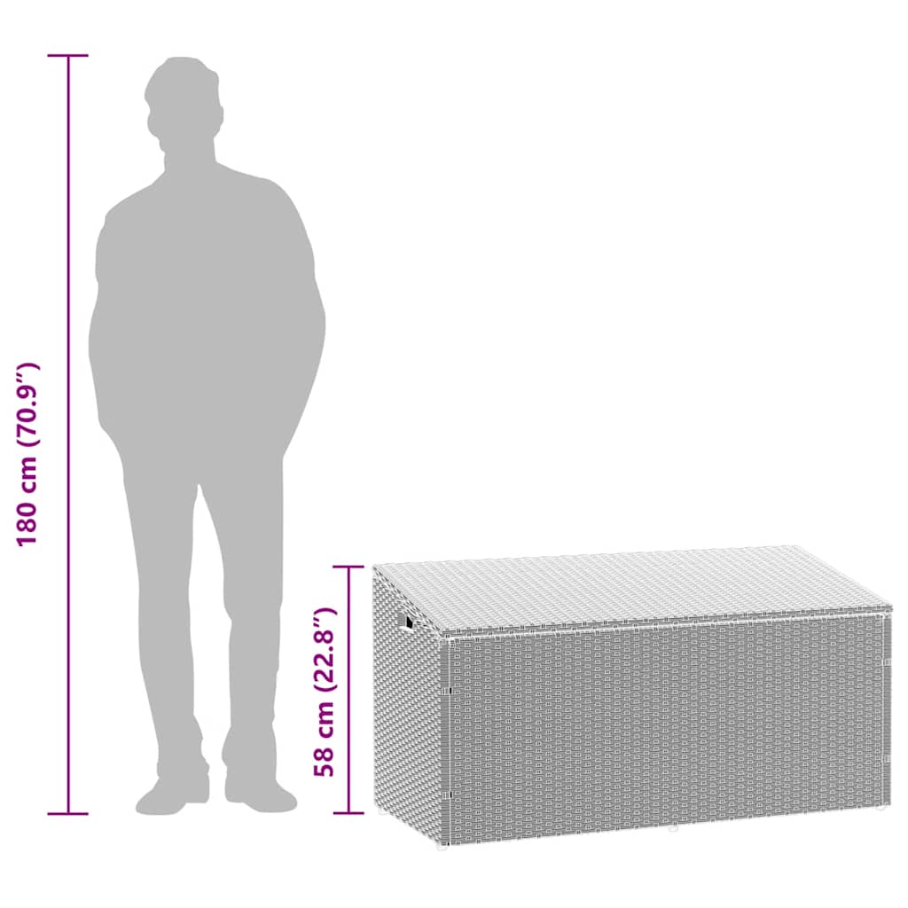 Poly Rattan Garden Storage Box, Light Grey, 110x50x58 cm