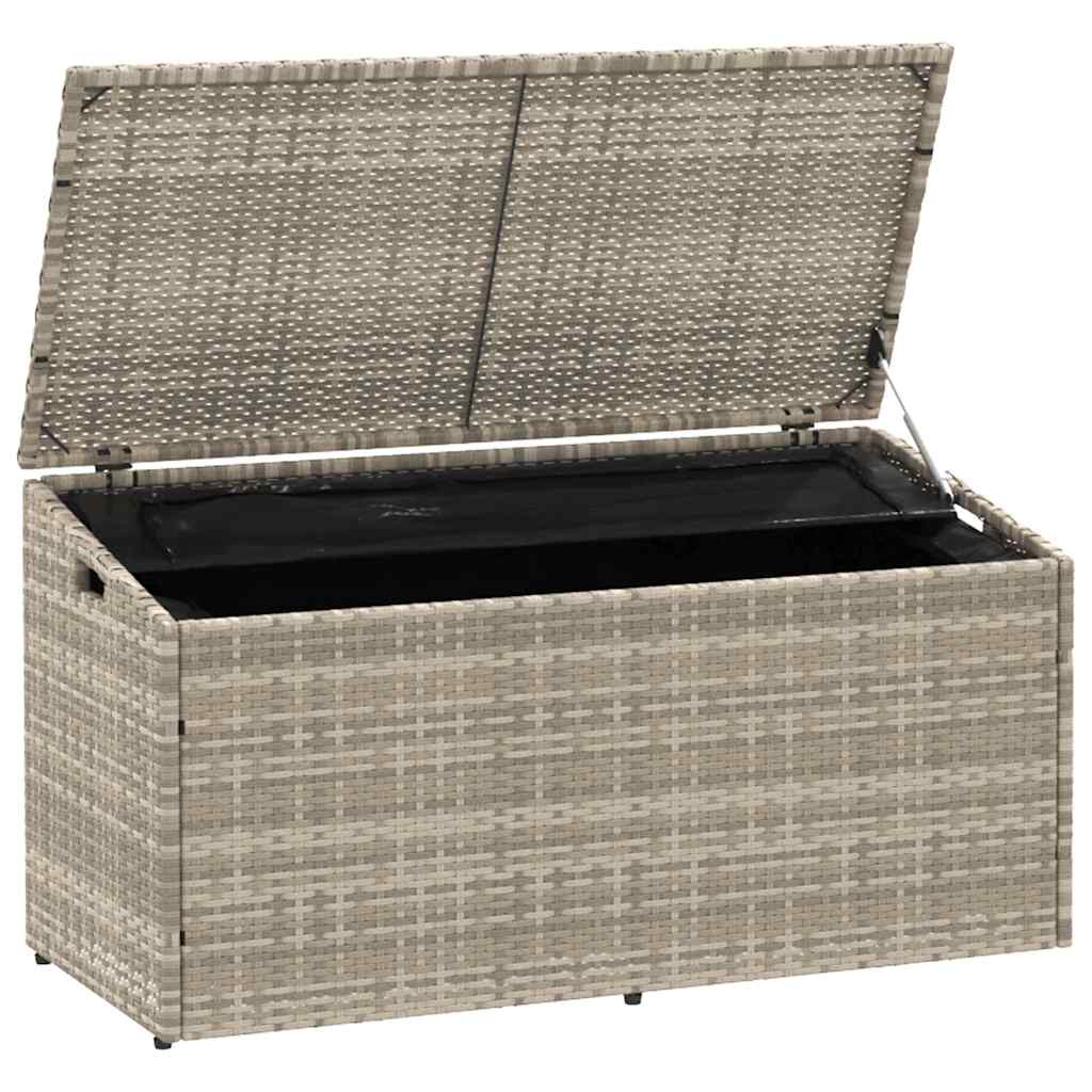 Poly Rattan Garden Storage Box, Light Grey, 110x50x58 cm