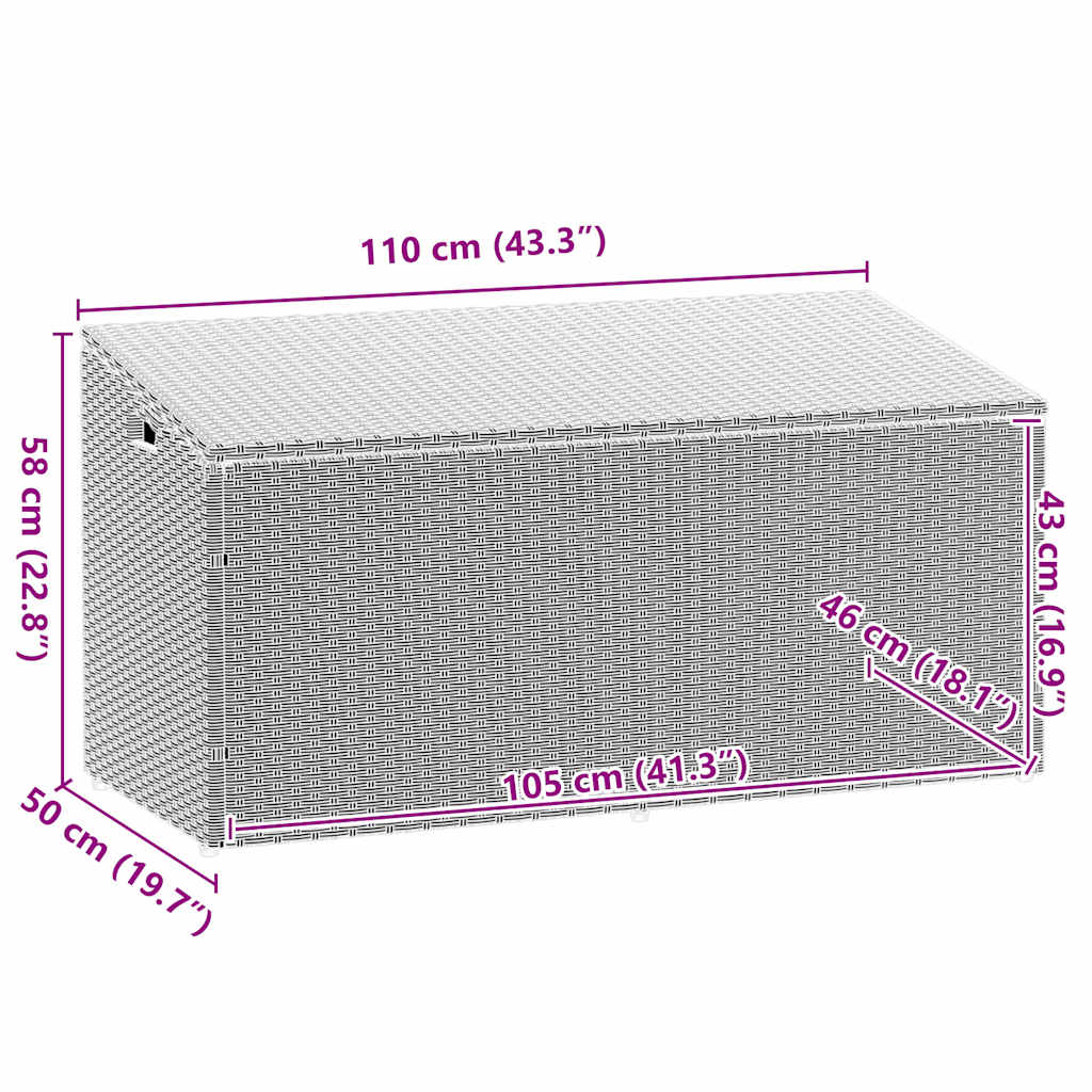 Poly Rattan Garden Storage Box, Light Grey, 110x50x58 cm