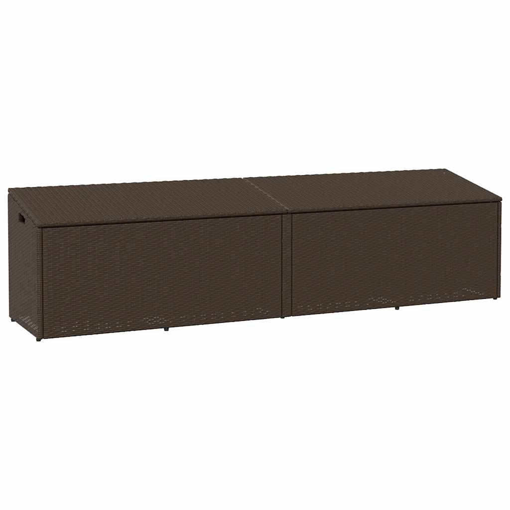 Brown Poly Rattan Garden Storage Box 220x50x58 cm