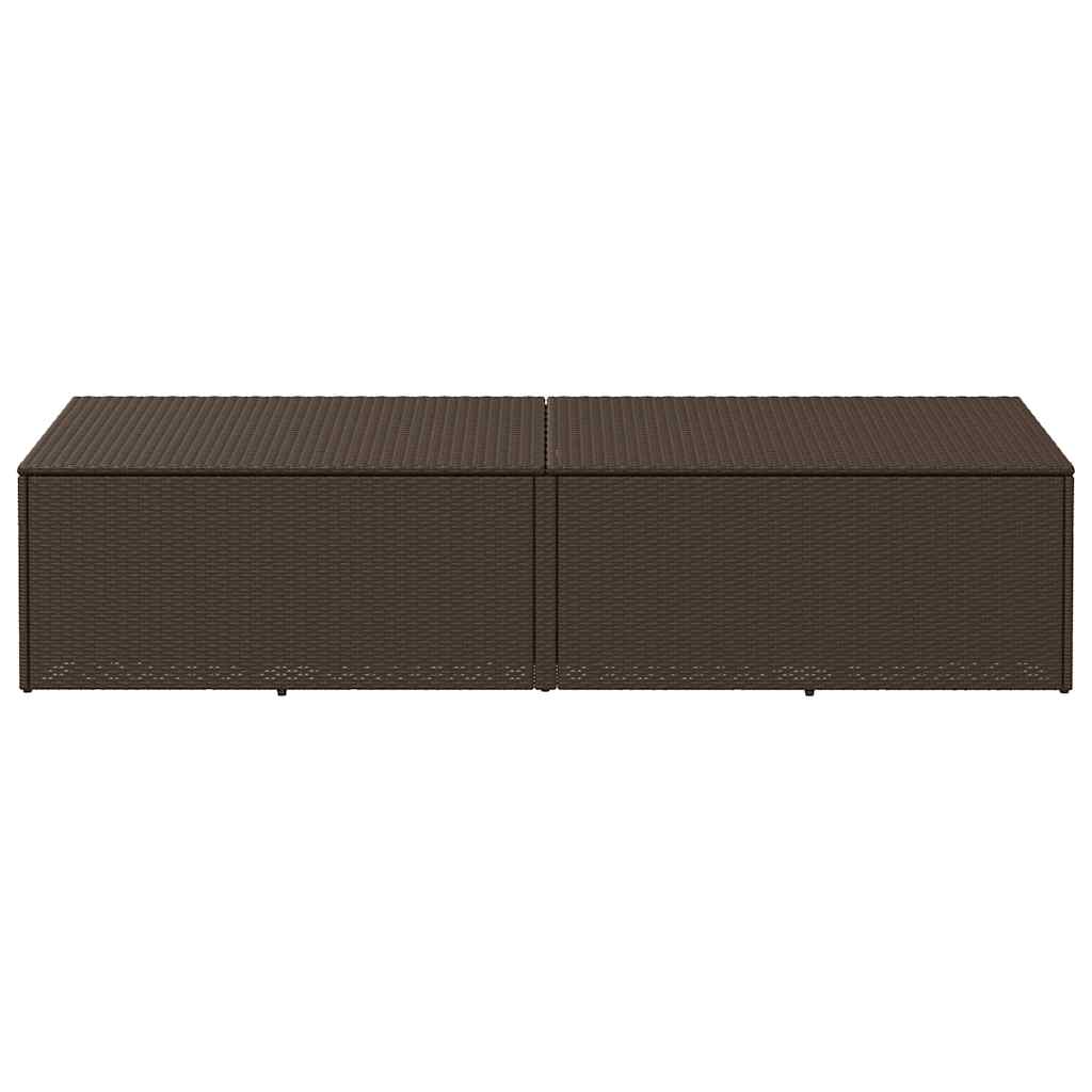 Brown Poly Rattan Garden Storage Box 220x50x58 cm