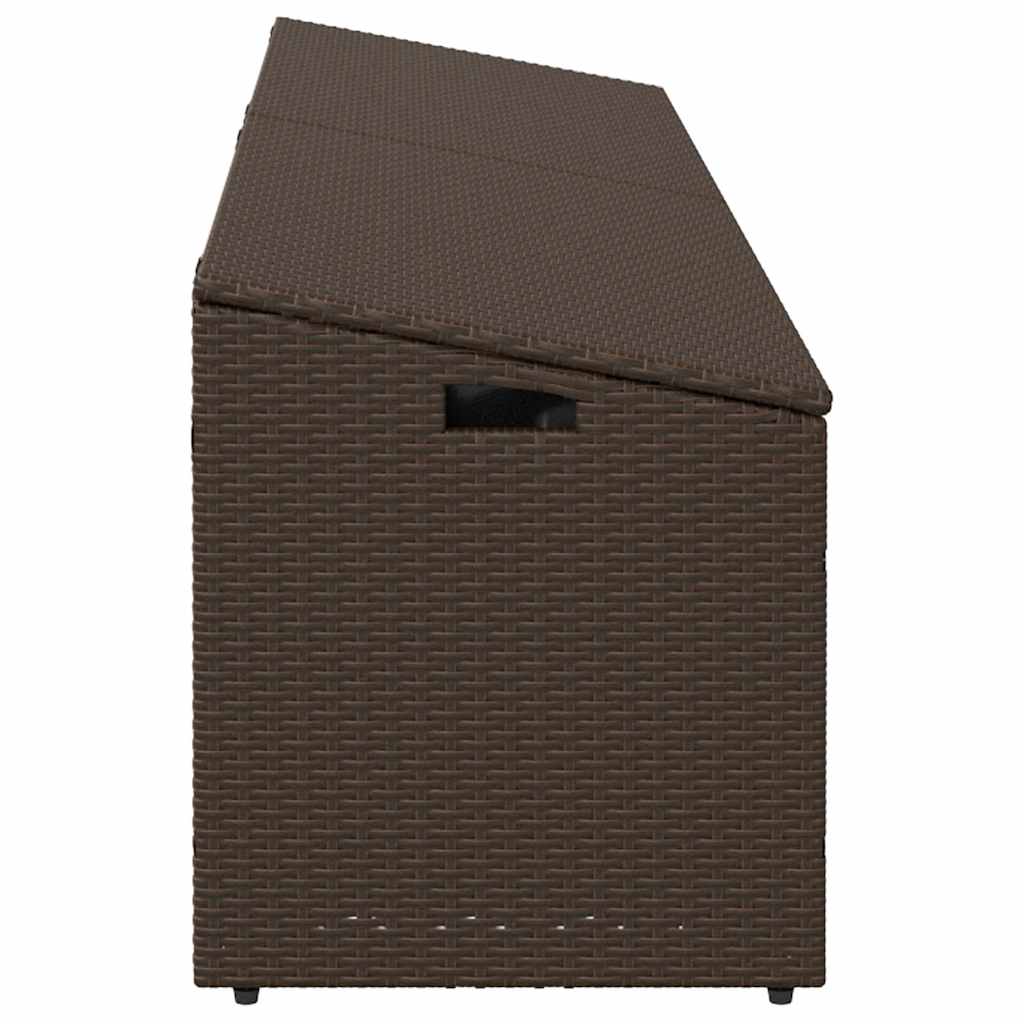Brown Poly Rattan Garden Storage Box 220x50x58 cm