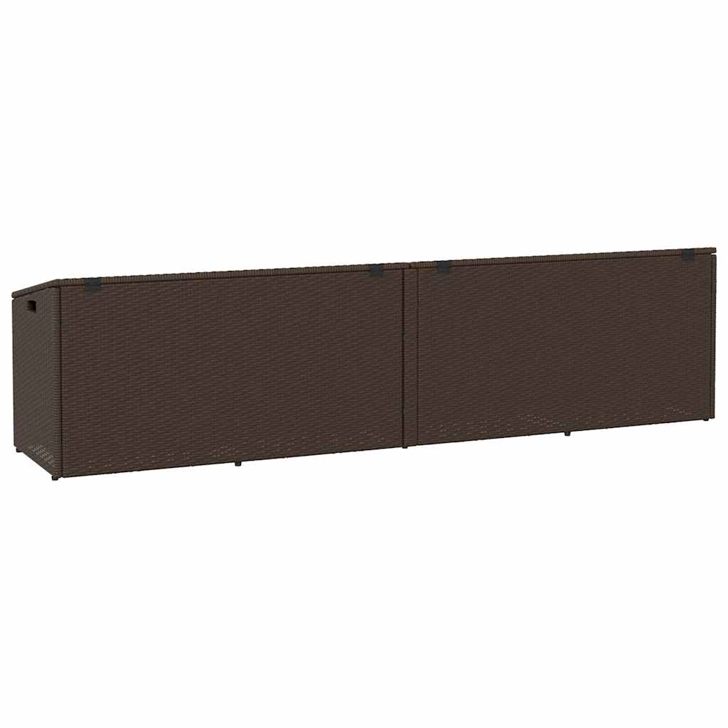 Brown Poly Rattan Garden Storage Box 220x50x58 cm