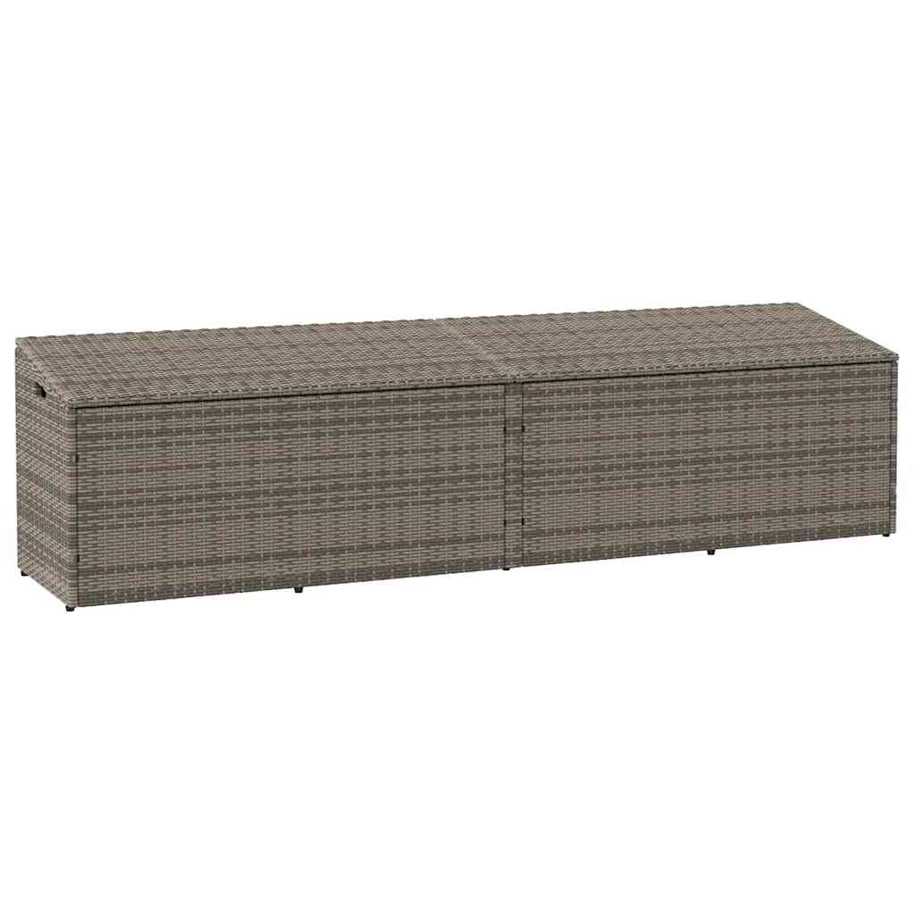 Grey Poly Rattan Garden Storage Box 220x50x58 cm