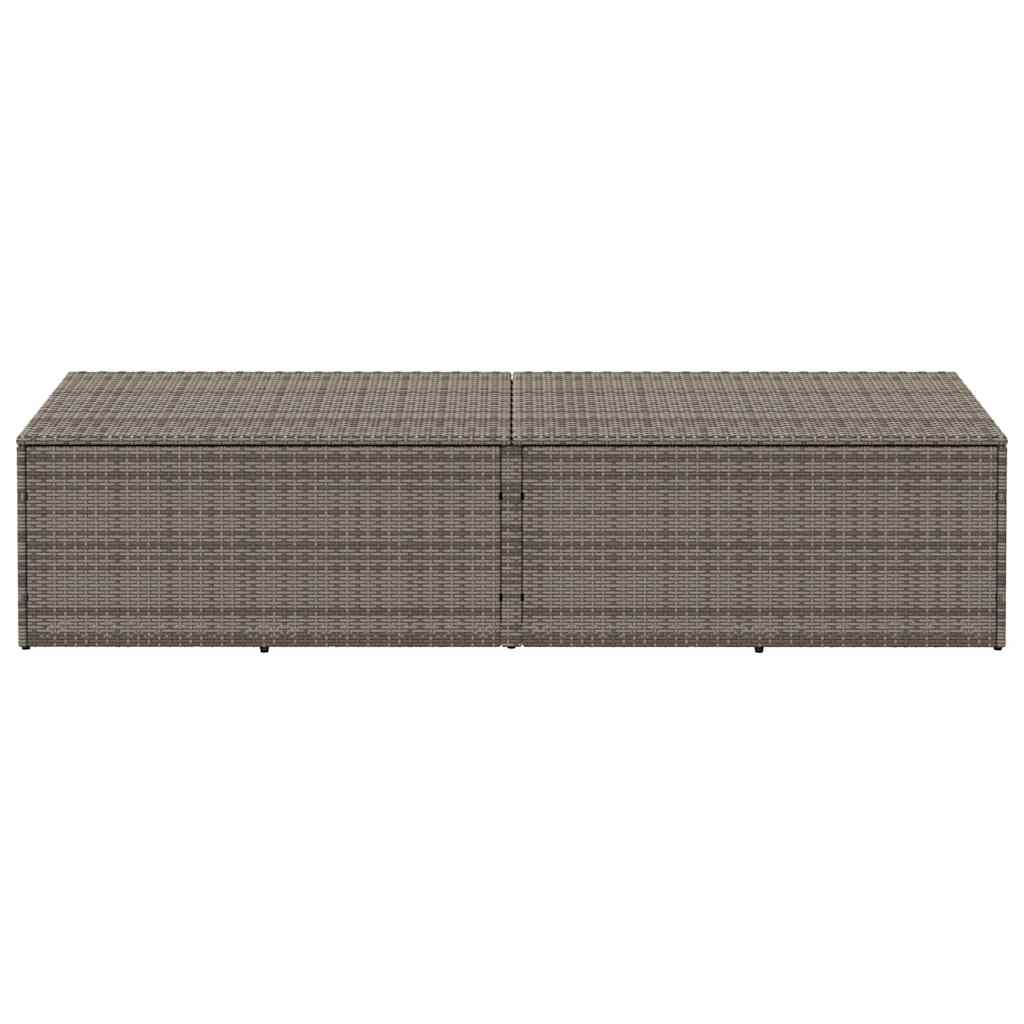 Grey Poly Rattan Garden Storage Box 220x50x58 cm
