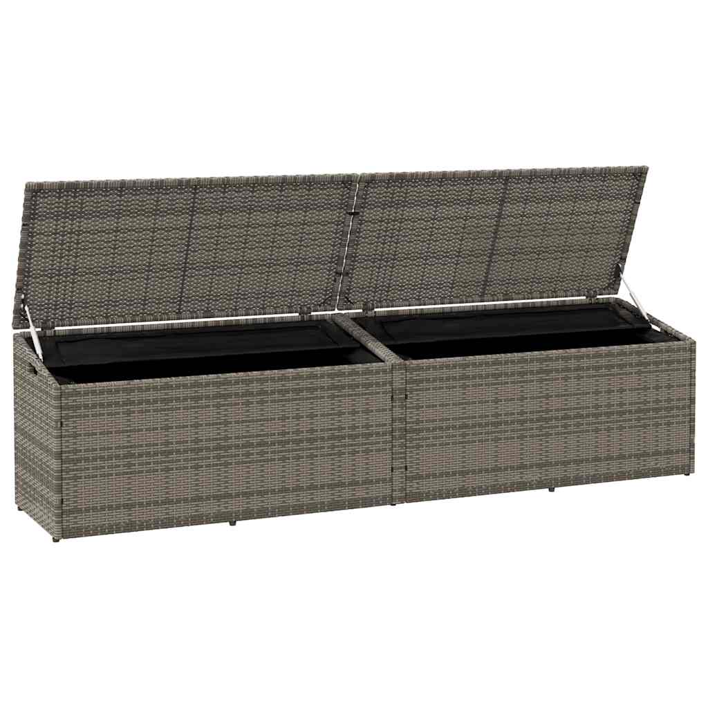 Grey Poly Rattan Garden Storage Box 220x50x58 cm
