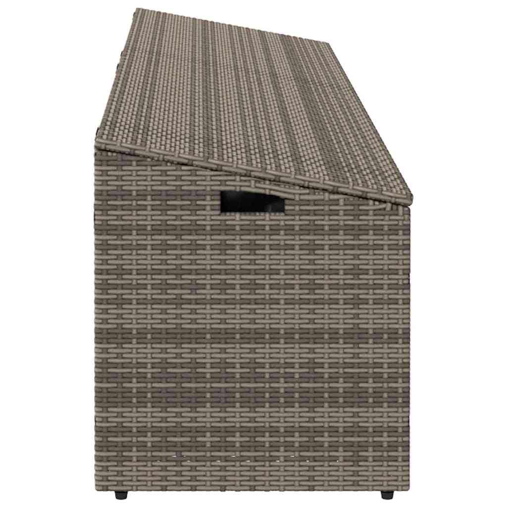 Grey Poly Rattan Garden Storage Box 220x50x58 cm