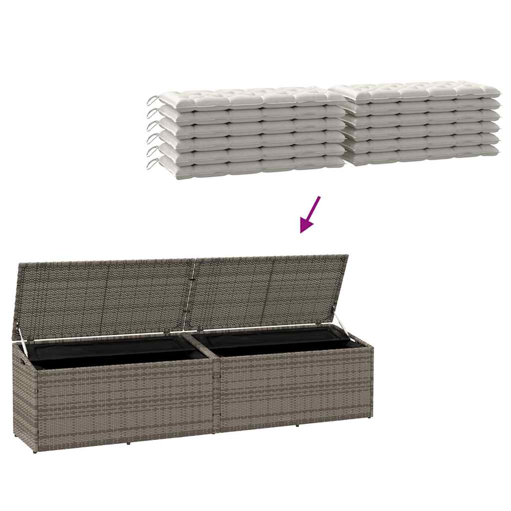 Grey Poly Rattan Garden Storage Box 220x50x58 cm