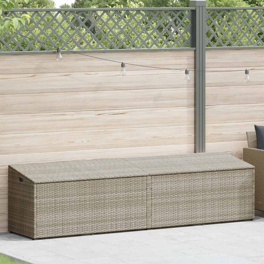 Light Grey Poly Rattan Garden Storage Box 220x50x58 cm