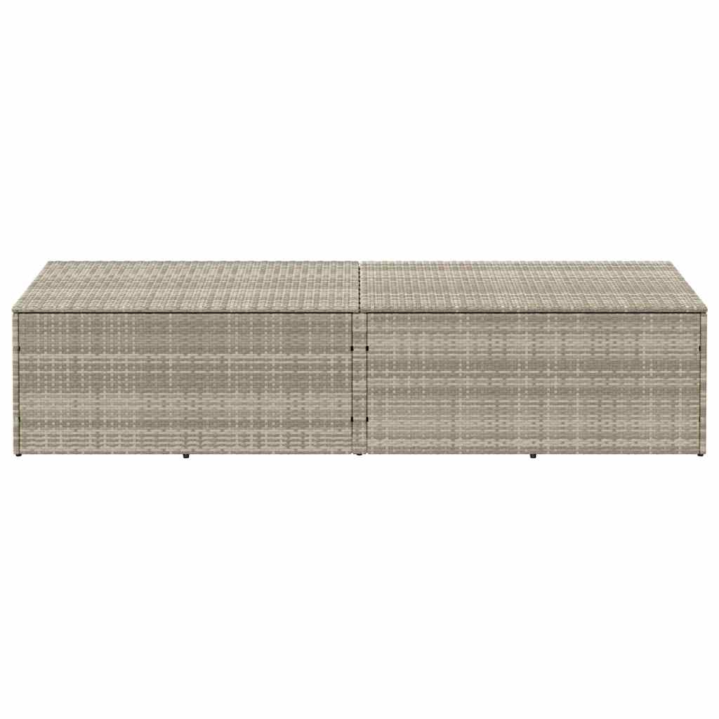 Light Grey Poly Rattan Garden Storage Box 220x50x58 cm