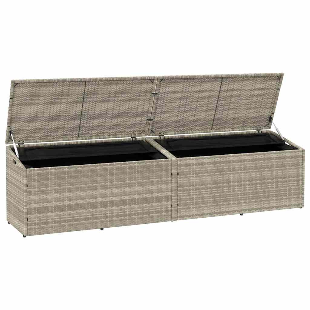 Light Grey Poly Rattan Garden Storage Box 220x50x58 cm