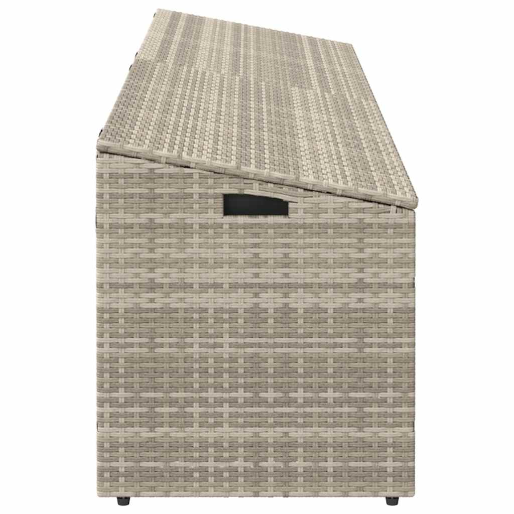 Light Grey Poly Rattan Garden Storage Box 220x50x58 cm
