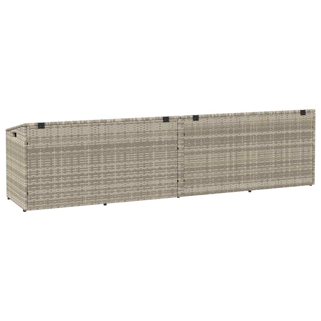 Light Grey Poly Rattan Garden Storage Box 220x50x58 cm