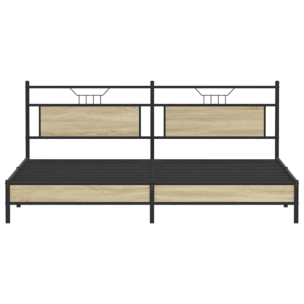 Metal Bed Frame without Mattress Sonoma Oak 200x200 cm