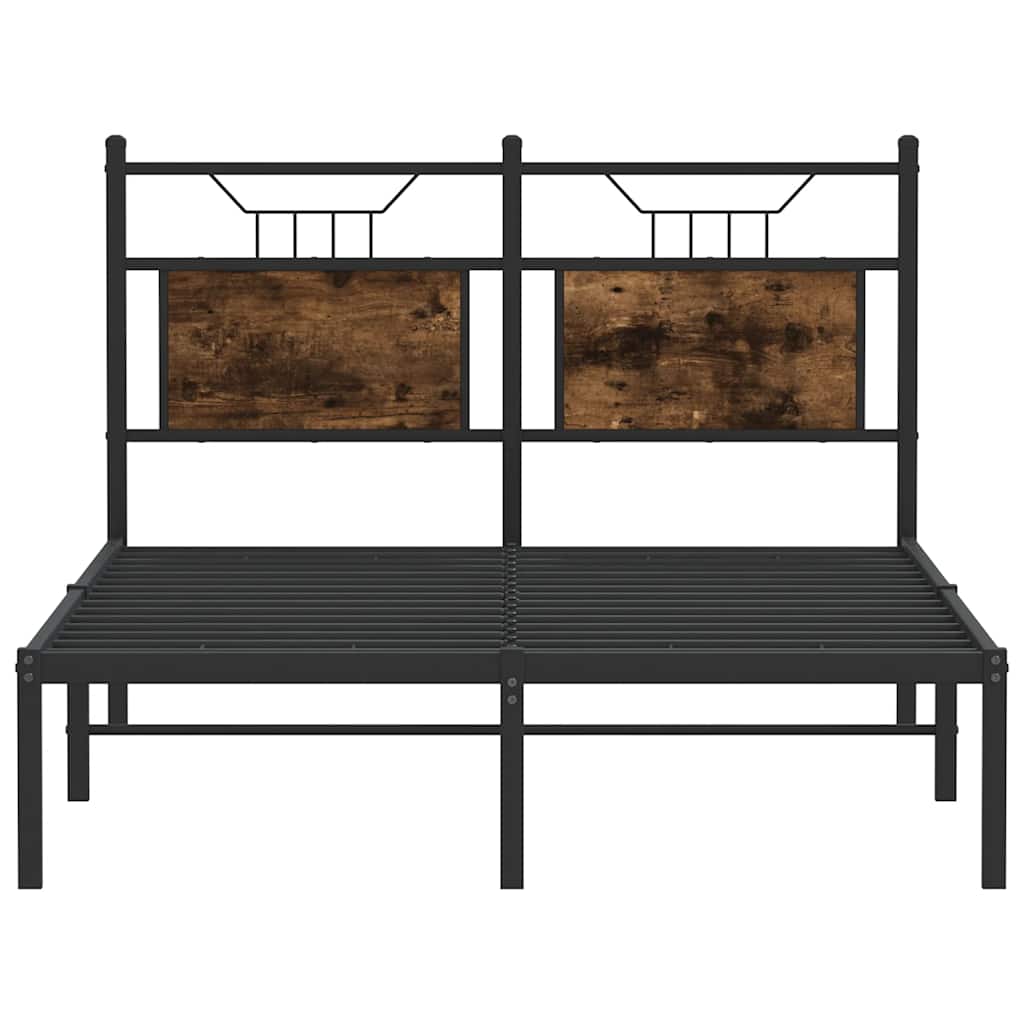 Bed Frame without Mattress Smoked Oak 120x190 cm Small Double Engineered Wood
