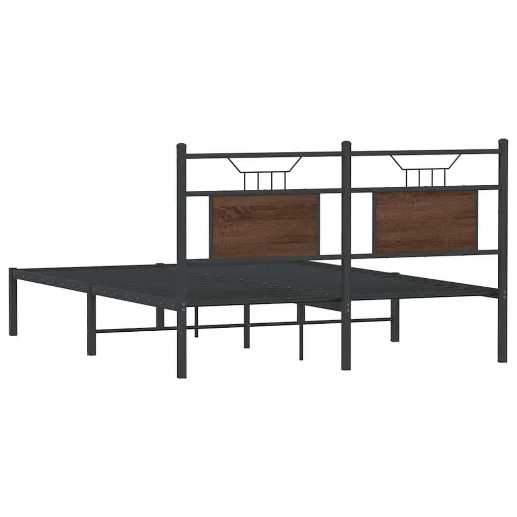 King Size Brown Oak Bed Frame 150x200 cm - Engineered Wood