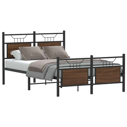 Brown Oak Engineered Wood Bed Frame 120x200 cm - No Mattress