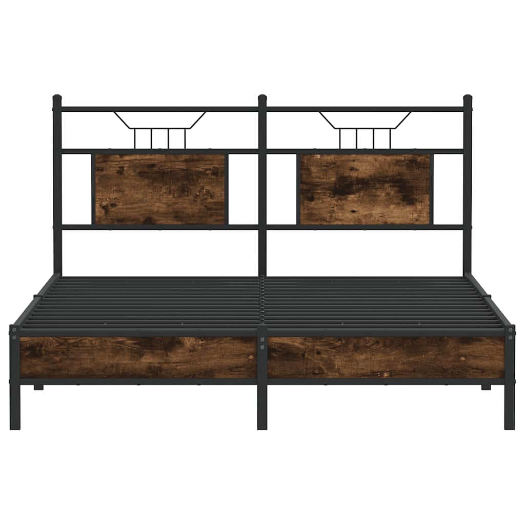 Smoked Oak Engineered Wood Bed Frame 140x200 cm | No Mattress