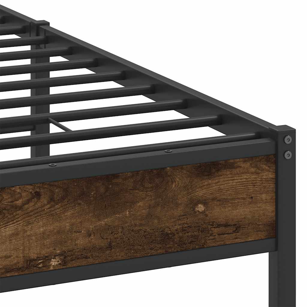 Smoked Oak Engineered Wood Bed Frame 140x200 cm | No Mattress