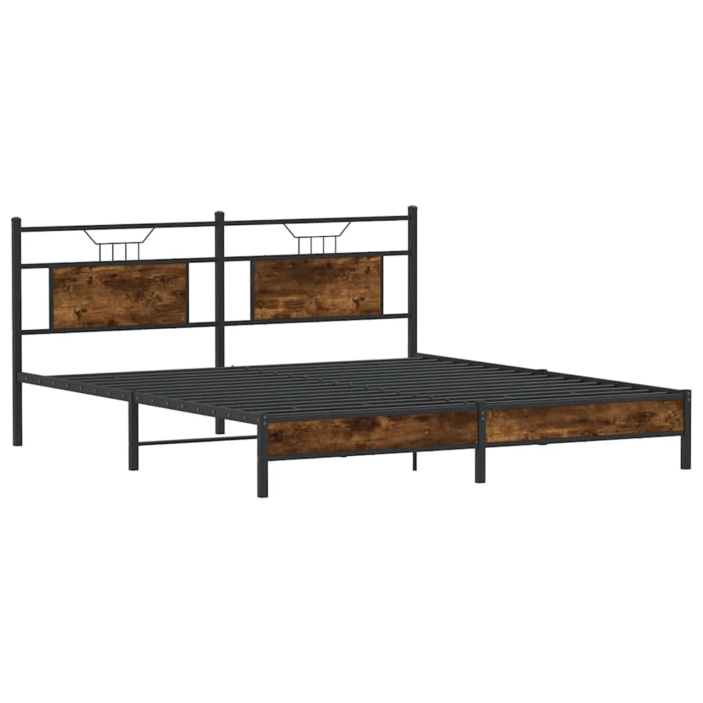 Smoked Oak Bed Frame 183x203 cm - Engineered Wood, No Mattress