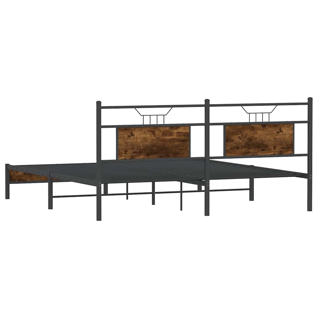 Smoked Oak Bed Frame 183x203 cm - Engineered Wood, No Mattress