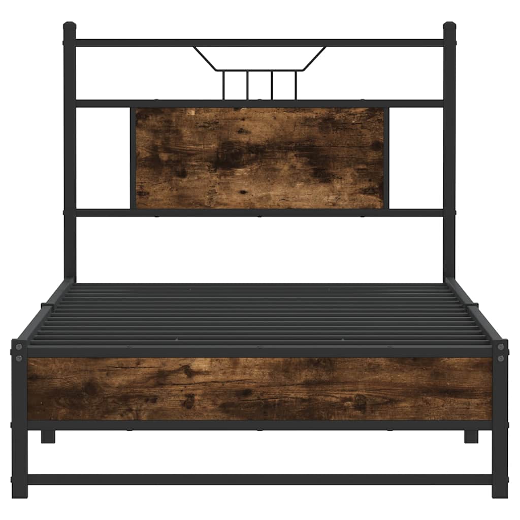 Smoked Oak Engineered Wood Bed Frame 90x200 cm (No Mattress)